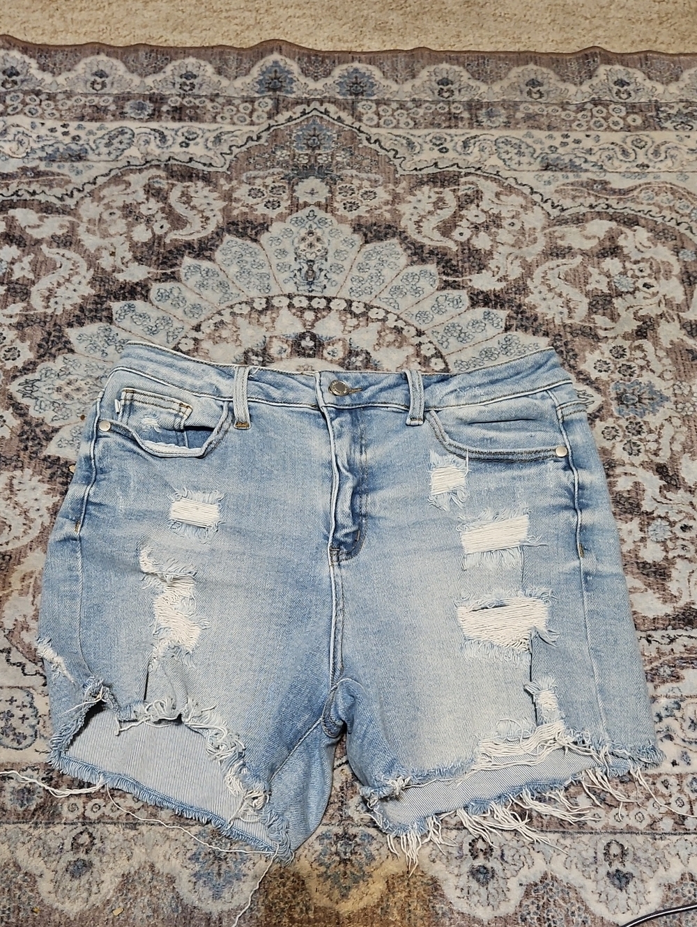Judy Blue Light Blue Distressed Denim Shorts